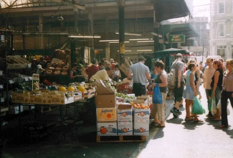 Colourful food stalls at Borough Market