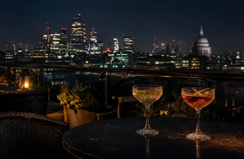 Rooftop tables overlooking London